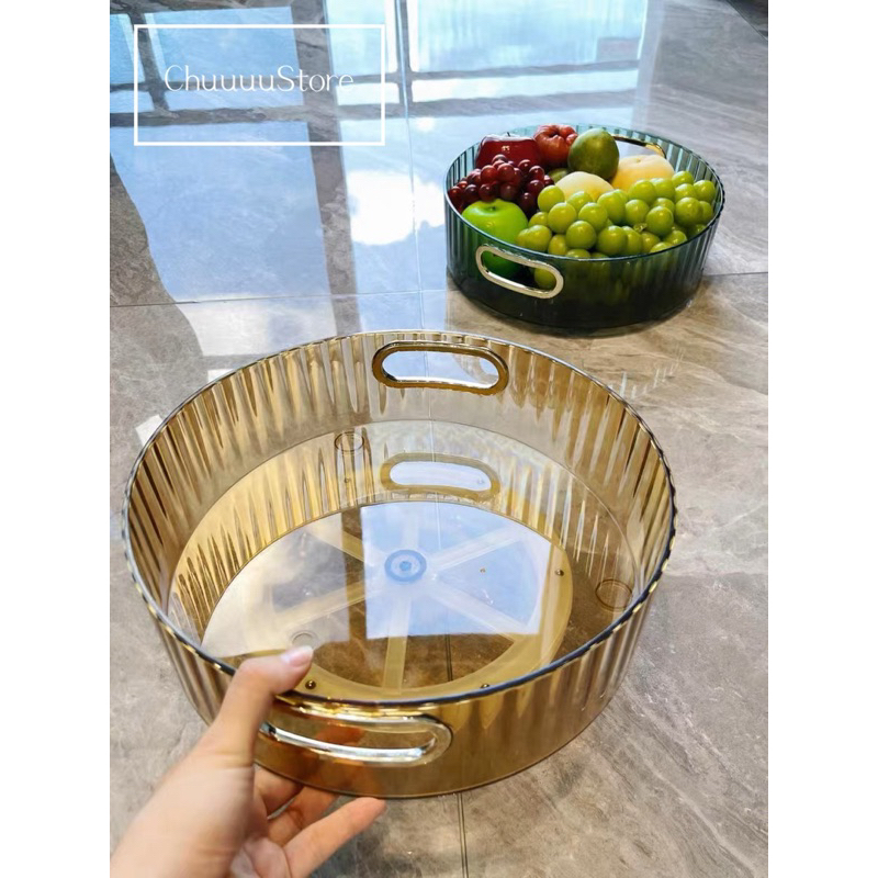 Kệ đựng đồ đa năng, kệ gia vị nhà bếp xoay 360 độ sang trọng tiện lợi, khay đựng hoa quả để bàn