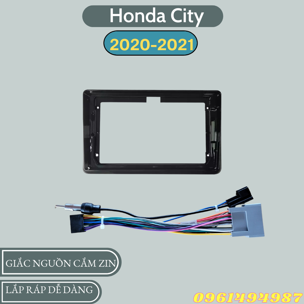 Mặt dưỡng 9 inch Honda City 2020-2021 kèm dây nguồn cắm zin theo xe dùng cho màn hình DVD android 9 inch