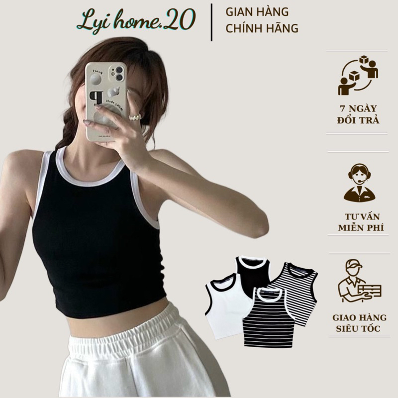 Áo thun croptop ba lỗ nữ chất borip mềm Lyihome dễ phối đồ cực chất