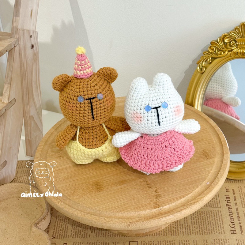 | AimeexOhlala Plushies | COUPLE THỎ-GẤU SIZE THÚ BÔNG LÀM BẰNG LEN