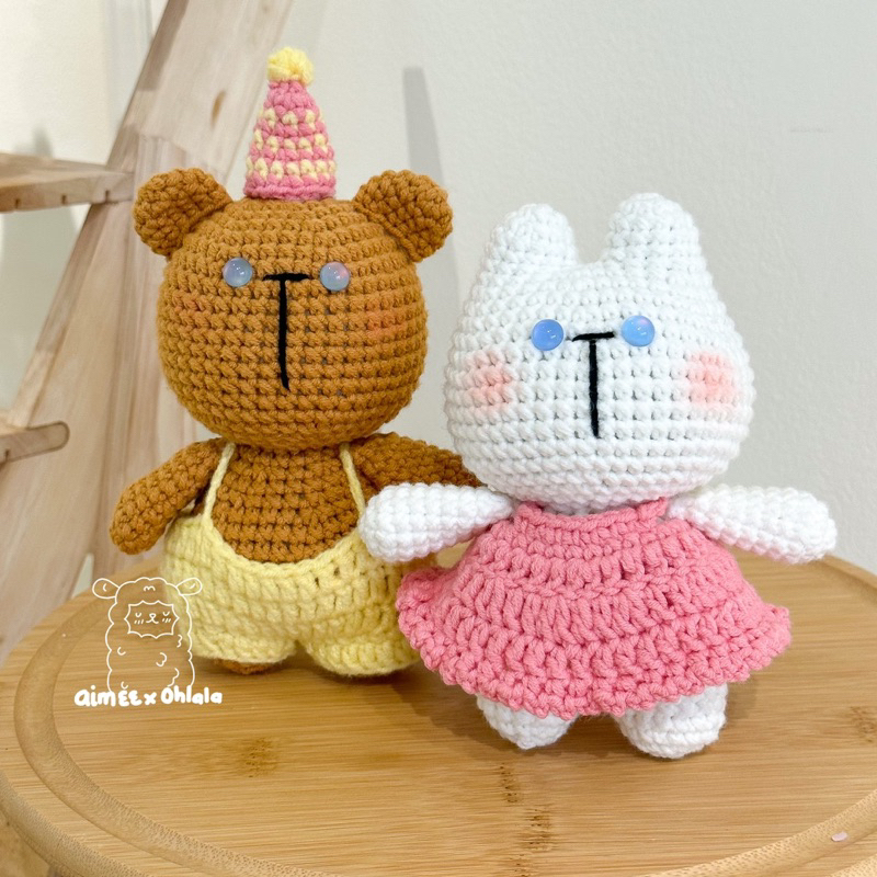 | AimeexOhlala Plushies | COUPLE THỎ-GẤU SIZE THÚ BÔNG LÀM BẰNG LEN