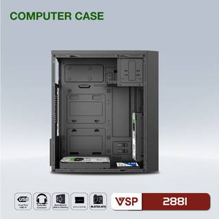 Vỏ Case máy tính VSP 2881 trang bị các lỗ thông gió hợp lý giúp tản nhiệt hiệu quả có độ bền tốt