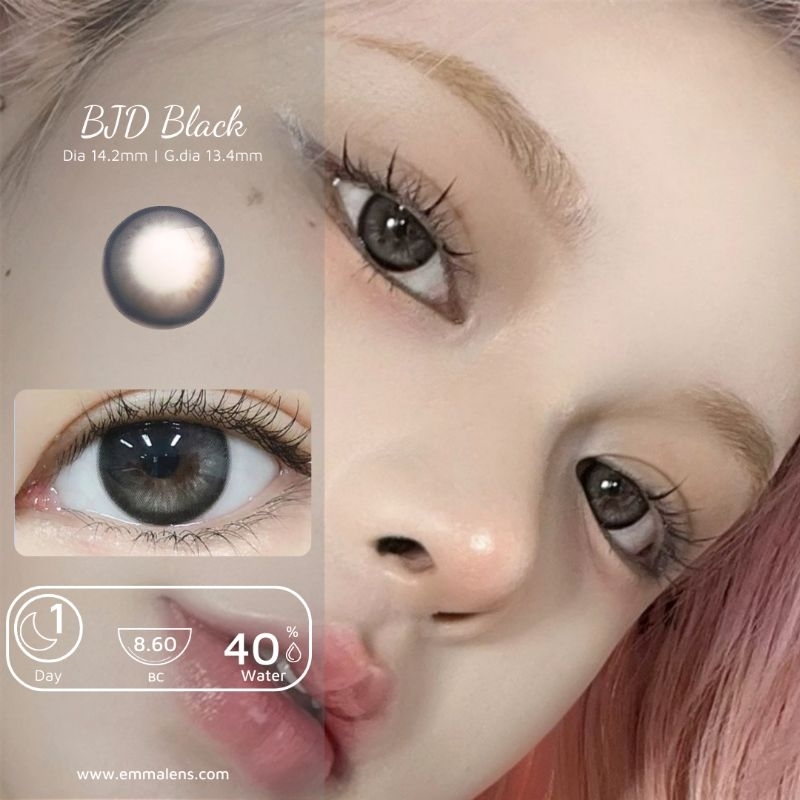 🌸 Kính áp tròng 1 ngày BJD black - Lens 1 ngày đen mix giãn nhẹ/Emma Super Mini Contact Lens 🌸