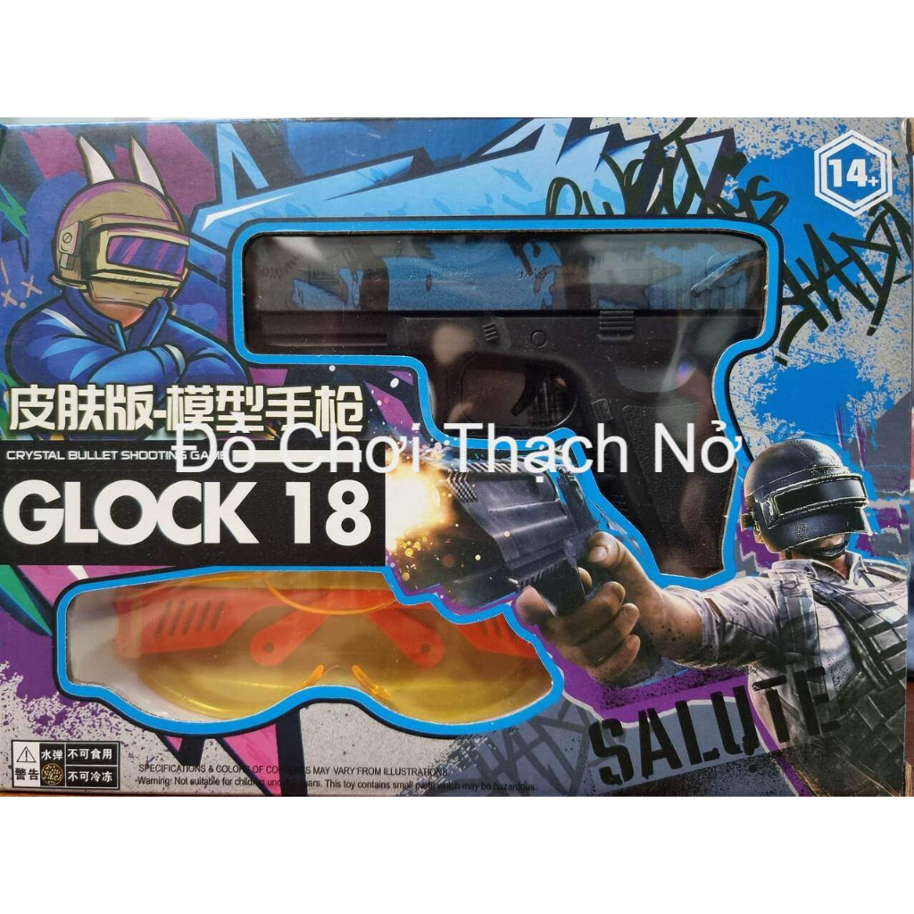 Đồ Chơi Mô Hình Glock 18 Thạch Hạt Nở Gel Dùng Cơ Tặng Kèm Thạch và Kính Nhựa ABS 2023