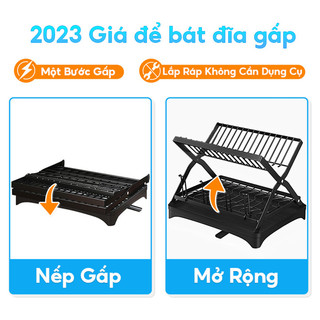 Kệ để gấp phải giá bếp, bộ món ăn
