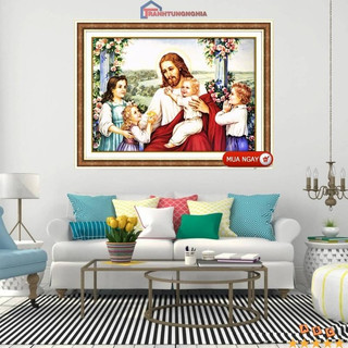 Tranh thêu chữ thập gia đình thánh gia 59cm x 43cm