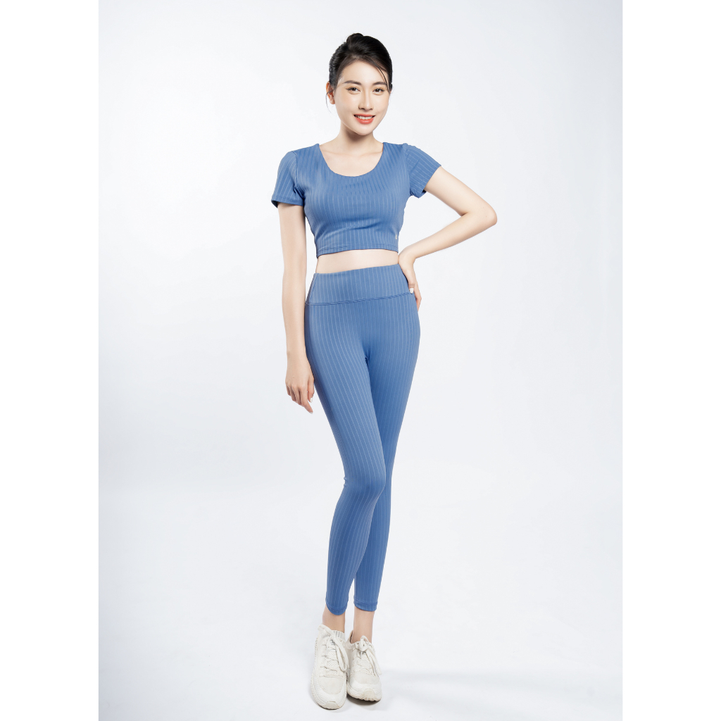 Bộ Tập Yoga 212204 Áo Croptop & Quần Legging Livan Sport Co Giãn Mềm Mịn