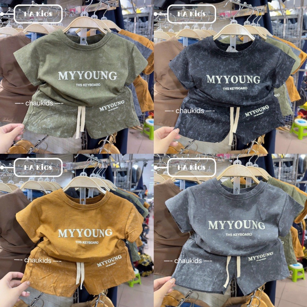 Bộ Cộc Tay Bé Trai Hoạ Tiết Loang Lạ Mắt Chất Liệu Cotton Siêu Chất, Cool Ngầu Cho Bé Trai, Set Đồ Bộ Bé Trai M052