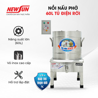Nồi nấu phở NEWSUN 60L tủ điện rời, Hàng chính hãng  + Tặng 1 thanh nhiệt đi kèm