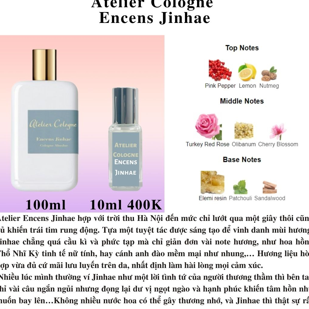 Nước hoa Nữ Atelier Cologne Encens Jinhae