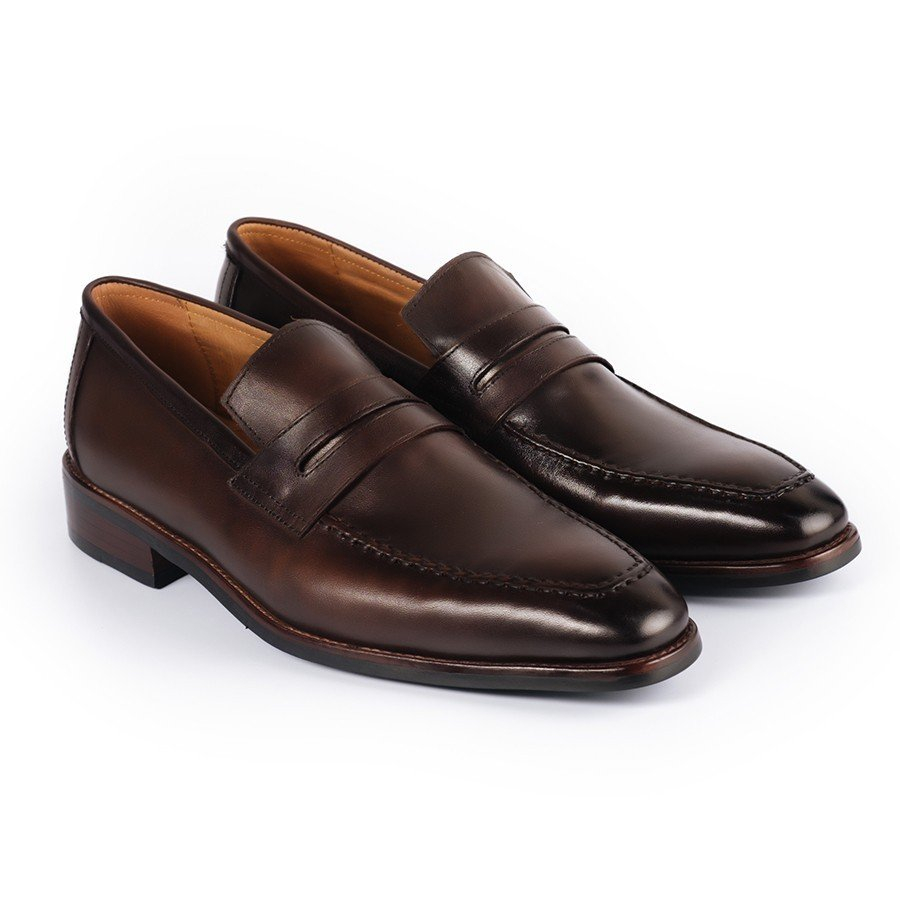 Giày Tây Lười Cao Cấp Penny Loafer - LF06 - Da Bò Ý Lót Trong Da Bò Mộc - Thương hiệu Be Classy