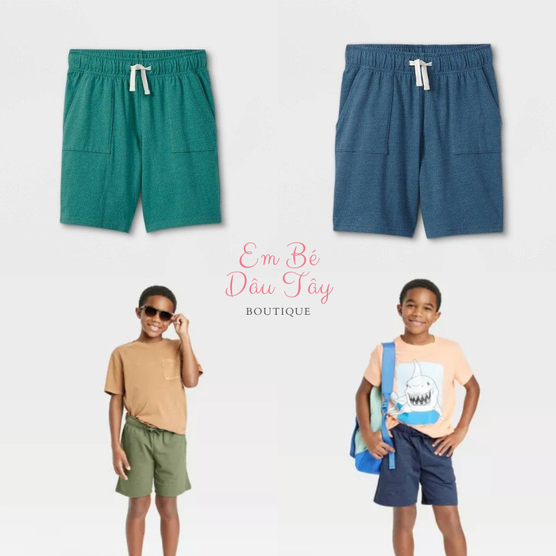 Quần short da cá bé trai 15-54kg thun cotton da cá xuất dư C&J VNXK size đại. Quần short da cá bé trai cấp 1, 2, 3, teen