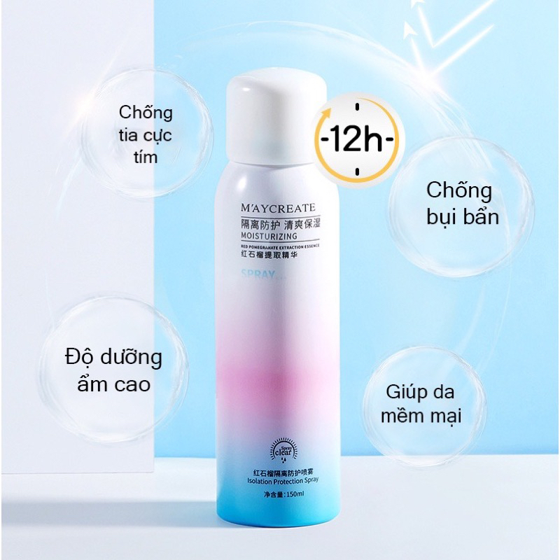 Xịt chống nắng trắng da lên tông May Create 150ml