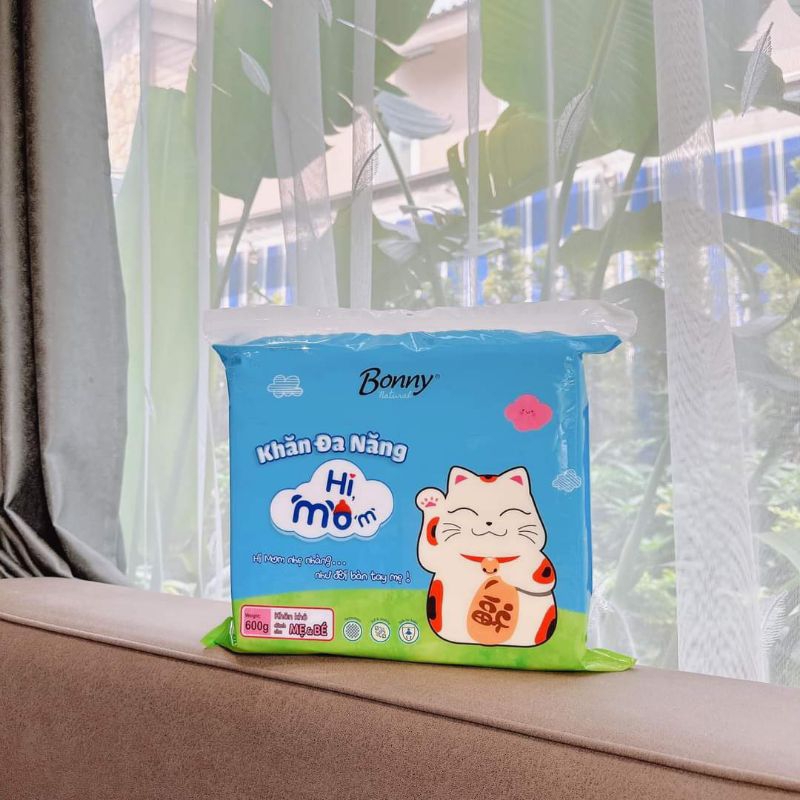 (Bịch 600g) Khăn khô đa năng Bonny Hi Mom vải không dệt cao cấp, an toàn cho mẹ và bé