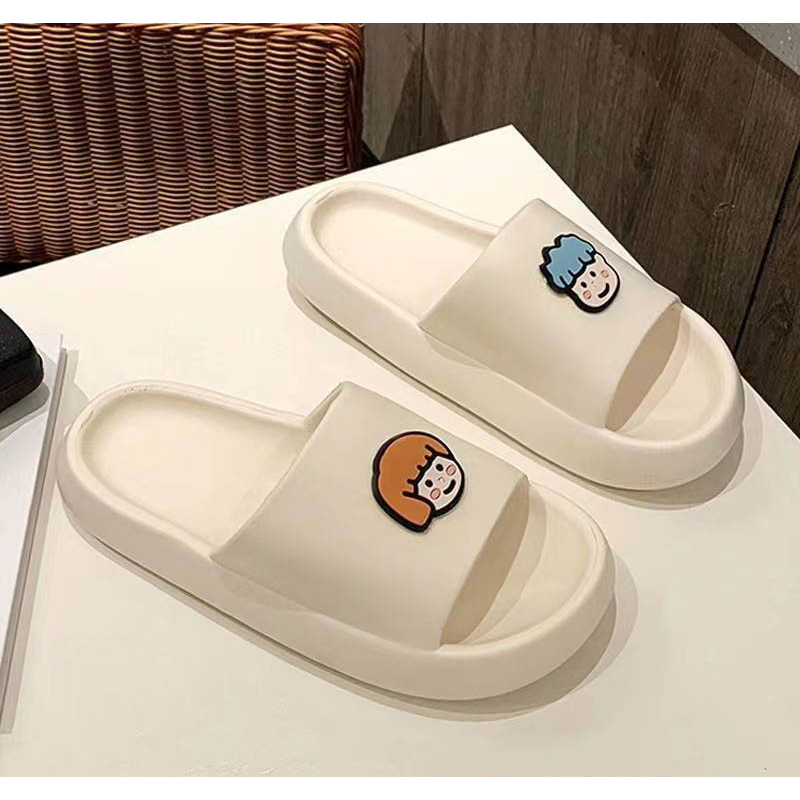 Dép nữ ulzzang bánh mì hình chibi nam,nữ dễ thương cute , đi êm chân không bị phòng chân - 2 màu đen trắng