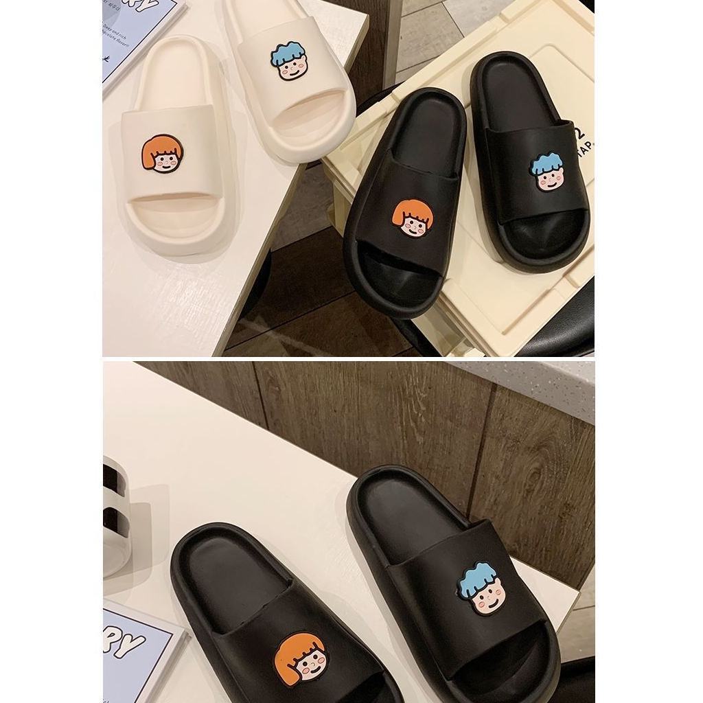Dép nữ ulzzang bánh mì hình chibi nam,nữ dễ thương cute , đi êm chân không bị phòng chân - 2 màu đen trắng