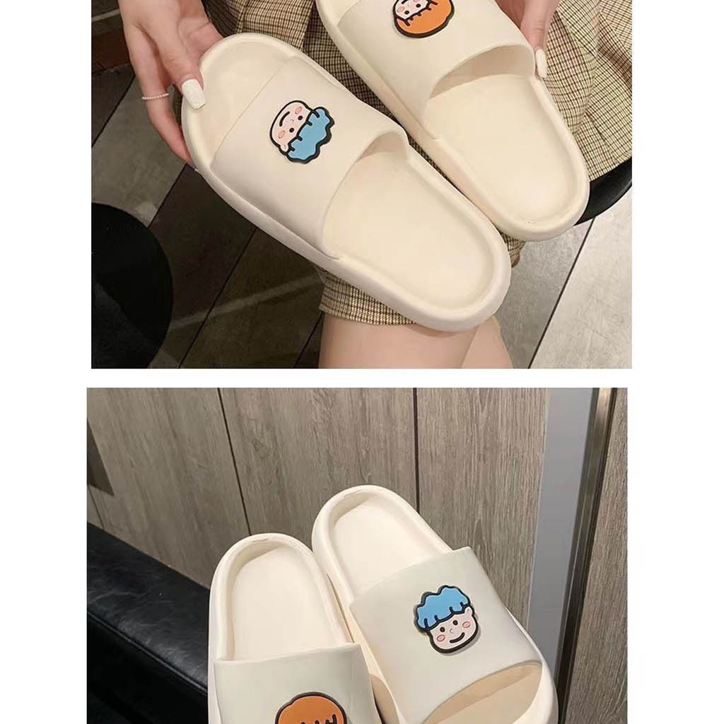 Dép nữ ulzzang bánh mì hình chibi nam,nữ dễ thương cute , đi êm chân không bị phòng chân - 2 màu đen trắng
