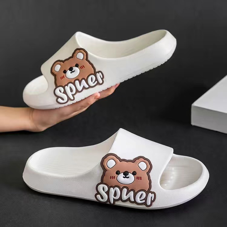 Dép nữ bánh mì nguyên khối hình gấu cute dễ thương - Mềm đi êm chân - Trắng, Vàng - có sẵn kho HCM