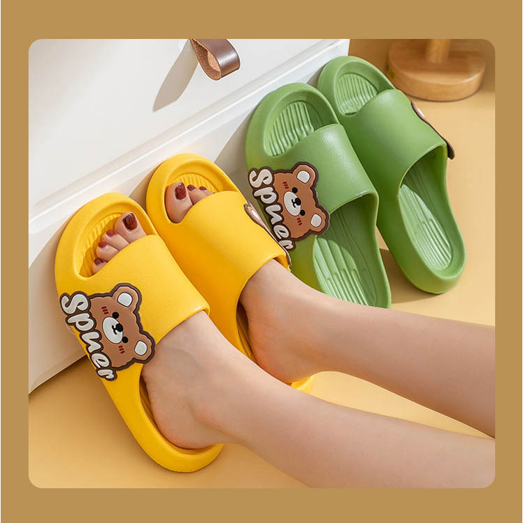 Dép nữ bánh mì nguyên khối hình gấu cute dễ thương - Mềm đi êm chân - Trắng, Vàng - có sẵn kho HCM