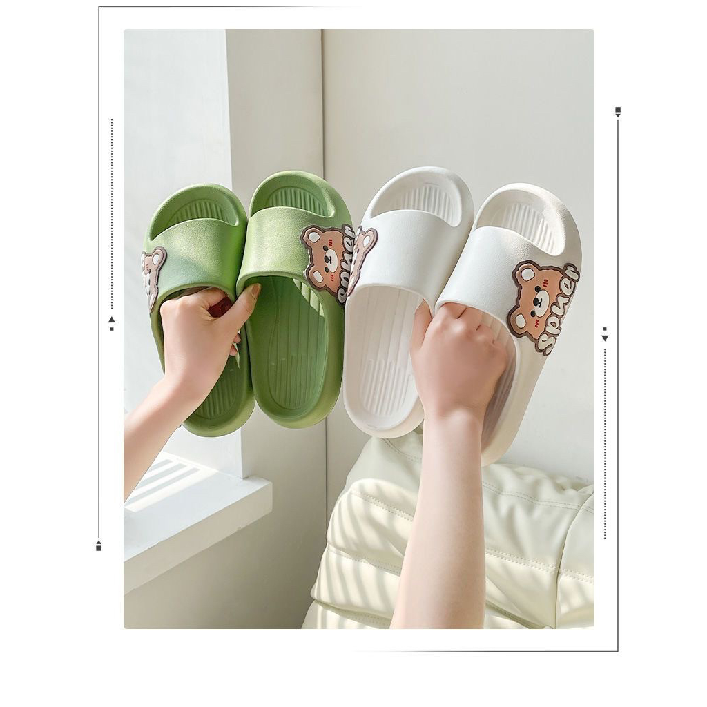 Dép nữ bánh mì nguyên khối hình gấu cute dễ thương - Mềm đi êm chân - Trắng, Vàng - có sẵn kho HCM