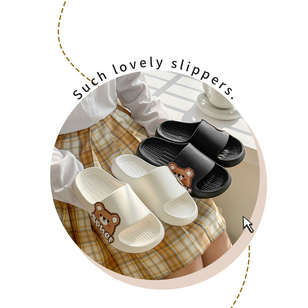 Dép nữ bánh mì nguyên khối hình gấu cute dễ thương - Mềm đi êm chân - Trắng, Vàng - có sẵn kho HCM