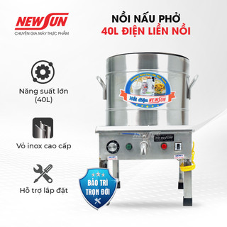 Nồi nấu phở NEWSUN 40L điện liền nồi - Hàng chính hãng - Tặng 1 thanh nhiệt đi kèm