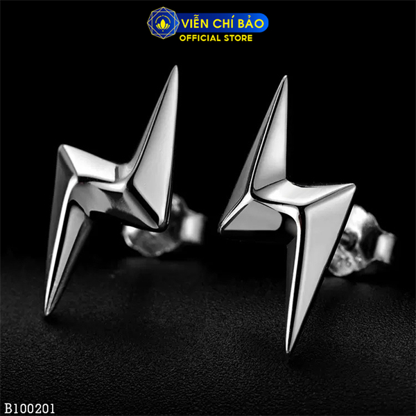 Bông tai bạc nam tia chớp (1chiếc) chất liệu bạc 925 thời trang phụ kiện trang sức Viễn Chí Bảo B100201
