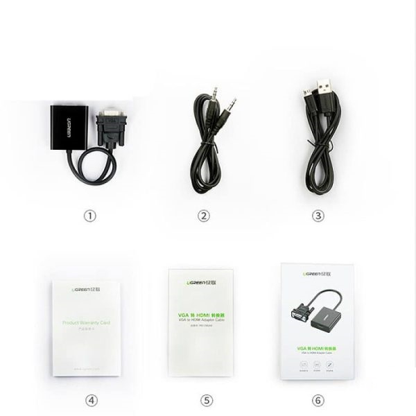 Cáp chuyển đổi VGA sang HDMI+Audio 1080P@60Hz Ugreen 50945- 40213 hàng chính hãng