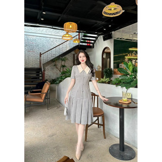 Váy kẻ đuôi cá cúc bọc