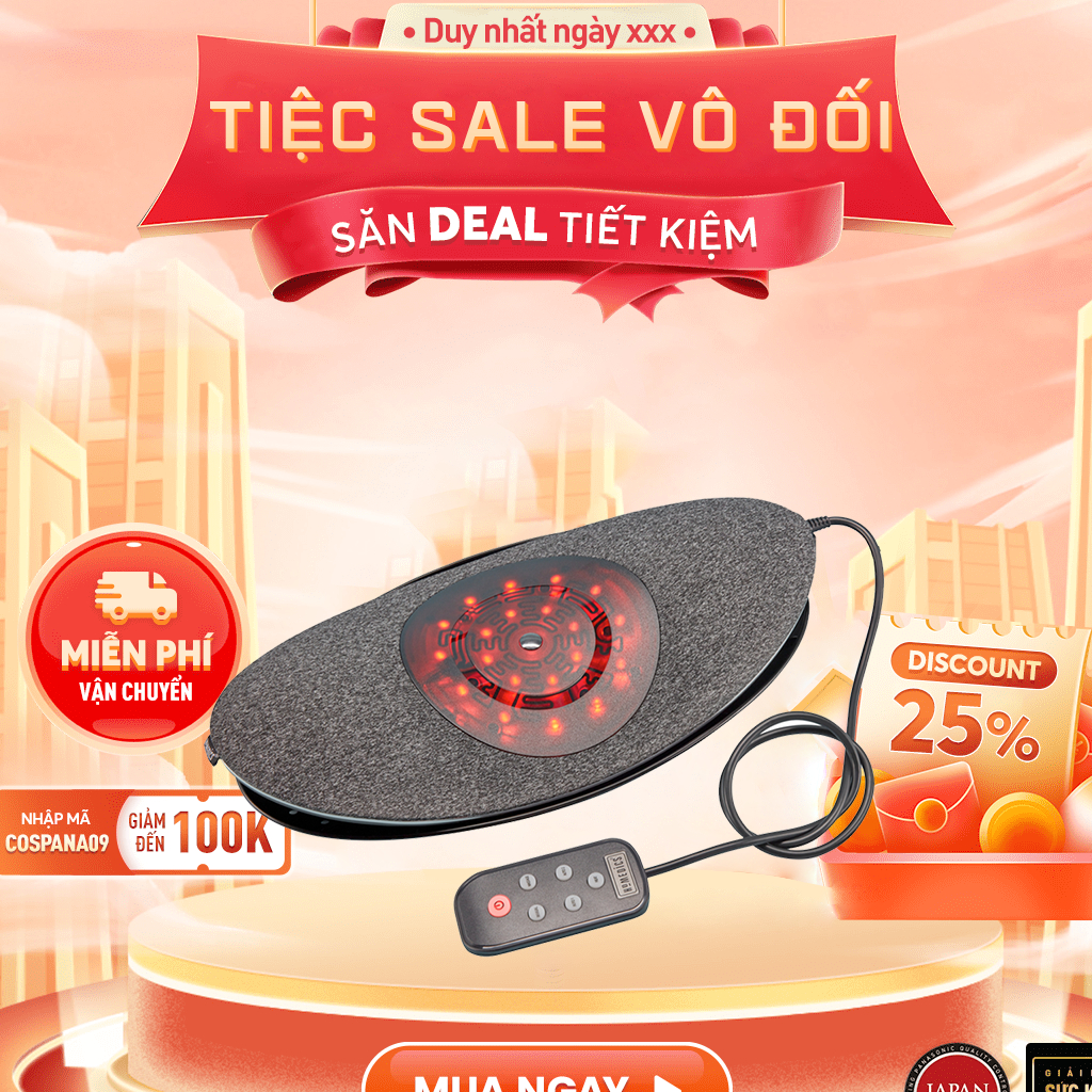 Máy massage lưng cột sống Homedics SP-252HJ HT Beauty công nghệ khí nén Air Flex giúp kéo dãn cột sống, rung massage