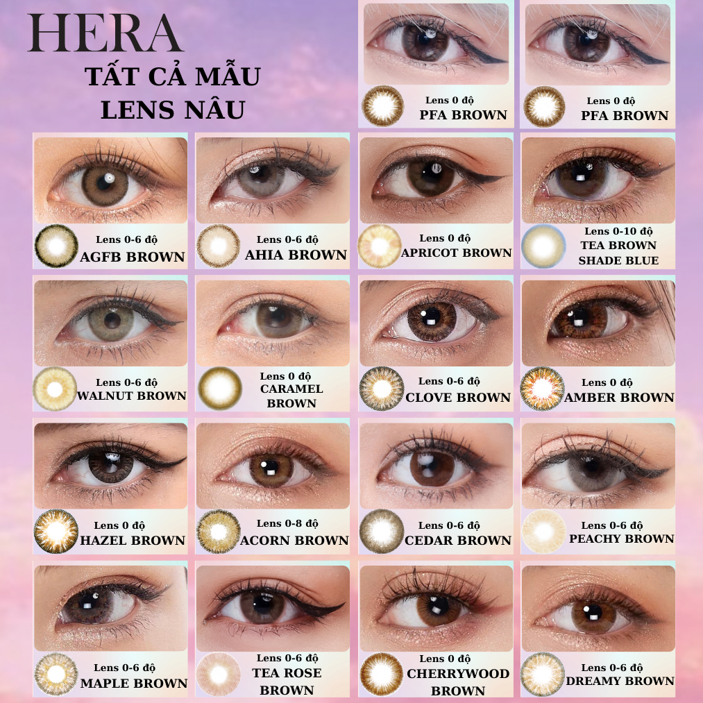 Kính Áp Tròng Cận Hera KTB BROWN 0 - 6 Độ Nâu Hổ Phách Lens Có Độ Chống Tia Uv, Độ Ẩm Cao