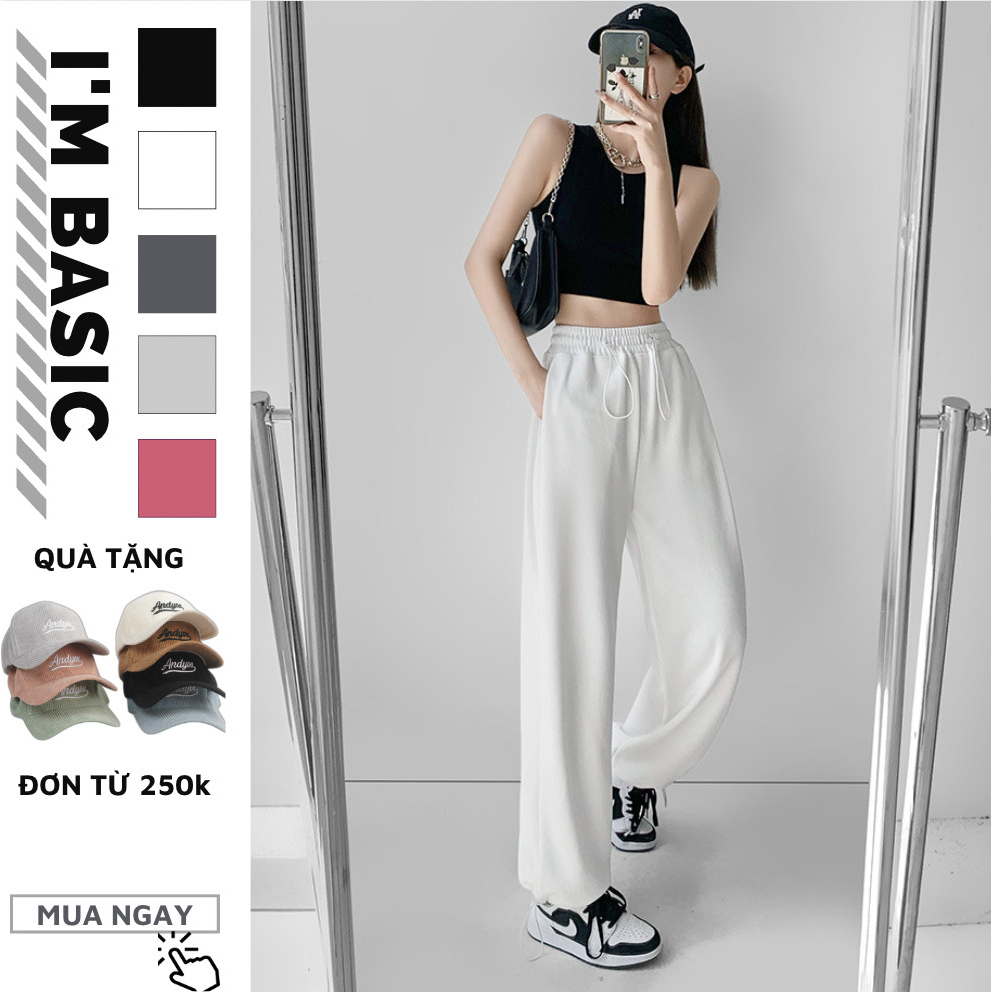 Quần joggers dây rút ống quần sweatpant chất tổ ong mặc hai kiểu quần ulzzang xám đậm QJG03