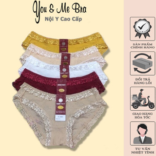 Combo quần lót nữ su gấm hoa lưng ren, quần chip viền ren quyến rũ you&me bra - 30091