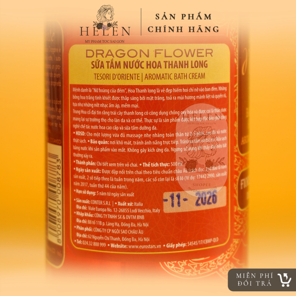 Sữa tắm Tesori D Oriente đỏ thanh long 250ml - 500ml