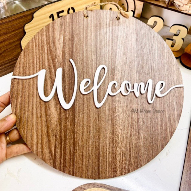 (XƯỞNG SỈ) Bảng gỗ Welcome chào đón treo trang trí cửa hàng/ bảng welcome gỗ