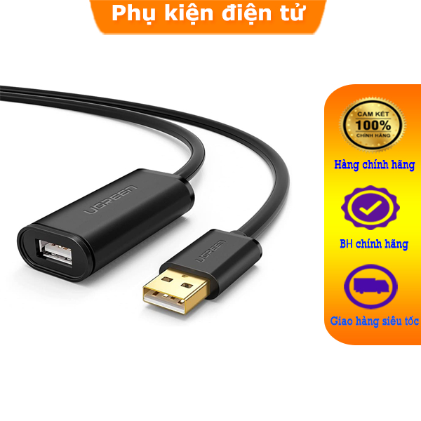 Cáp nối dài USB 2.0 dài10m chính hãng Ugreen 10321có chip khuếch đại