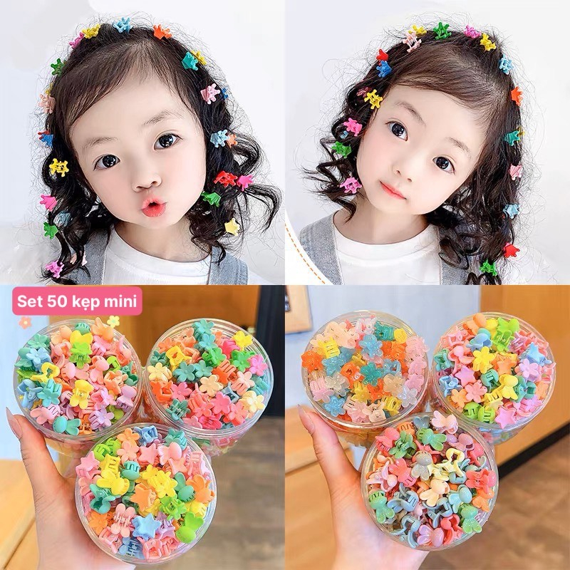 Set 50 Kẹp Mini Màu Sắc Ngọt Ngào Thời Trang Cho Bé Gái MyBaby