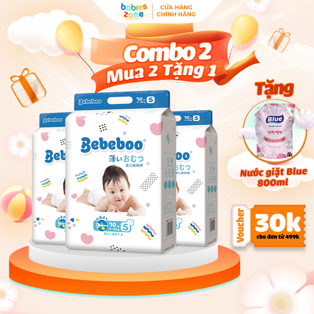 Combo 2 bịch Tã/Bỉm Dán Bebeboo Nhật Bản Thấm Hút Nhanh, Khô Thoáng, Chống Tràn, đủ size [MUA KÈM DEAL SỐC]