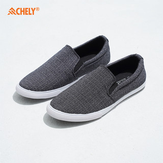Giày lười nam chất vải canvas đế nhẹ và êm chân - xám ghi