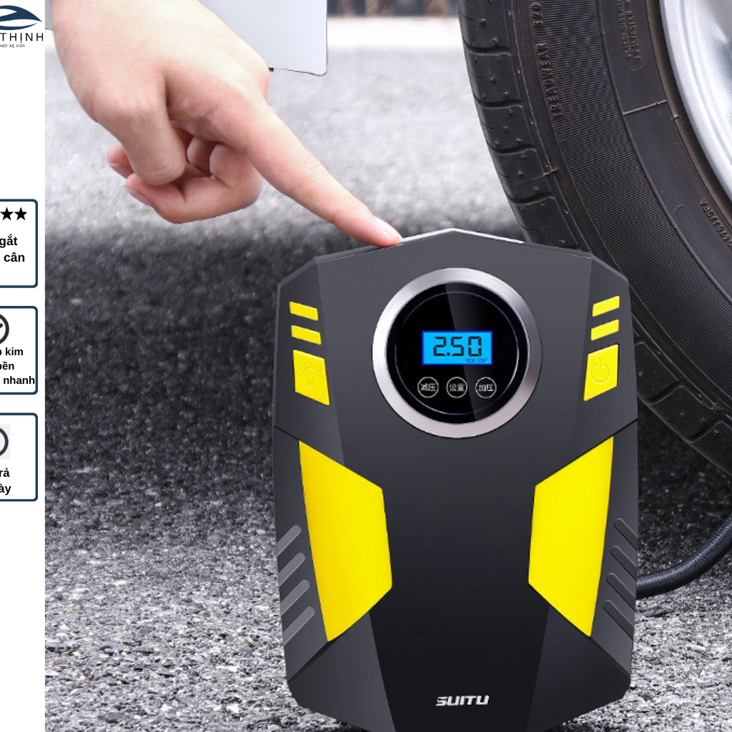 Bơm lốp ô tô, bơm xe hơi, bơm ô tô điện tử tự ngắt Suitu cao cấp Khang Thịnh