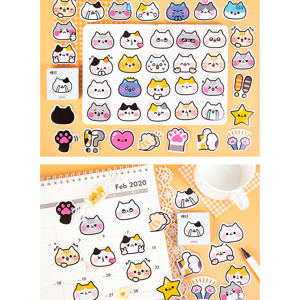 Sticker 45 Tấm Hình Mèo Dễ Thương