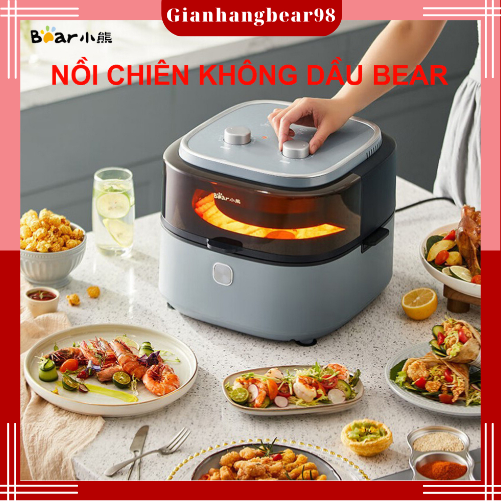 Nồi Chiên Không Dầu Bear 6.5L QZG-E14G5, nồi chiên núm vặn cơ. Hàng Chính Hãng