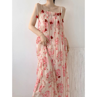 Váy maxi 2 dây phối hoa nổi