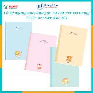 Tập vở kẻ ngang may dán gáy Klong A4 DL 70gsm bìa foodie dễ thương 120, 200, 300 trang 849,850,851
