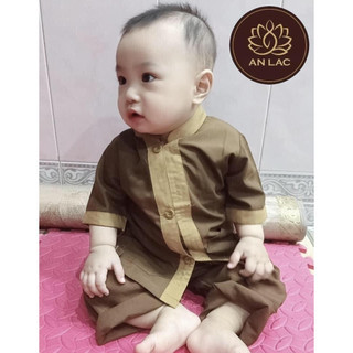 đồ lam đi chùa lãnh tụ phối cho bé trai vải kate mềm