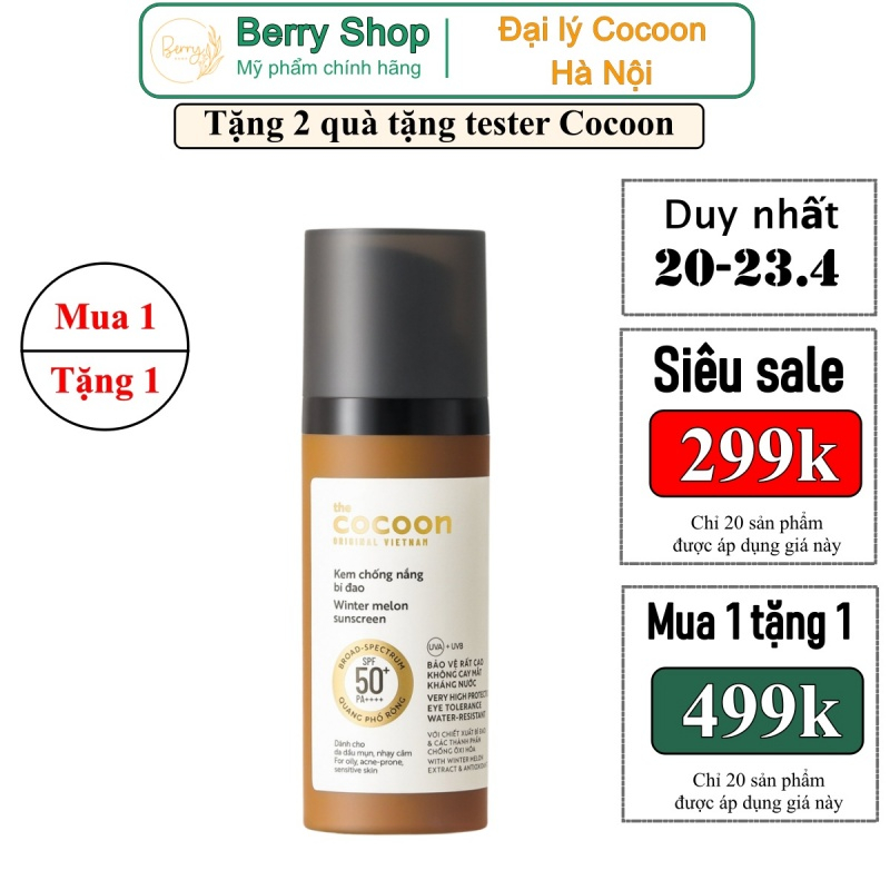 Kem chống nắng bí đao quang phổ rộng, bảo vệ rất cao SPF 50 +, PA ++++ 50ml