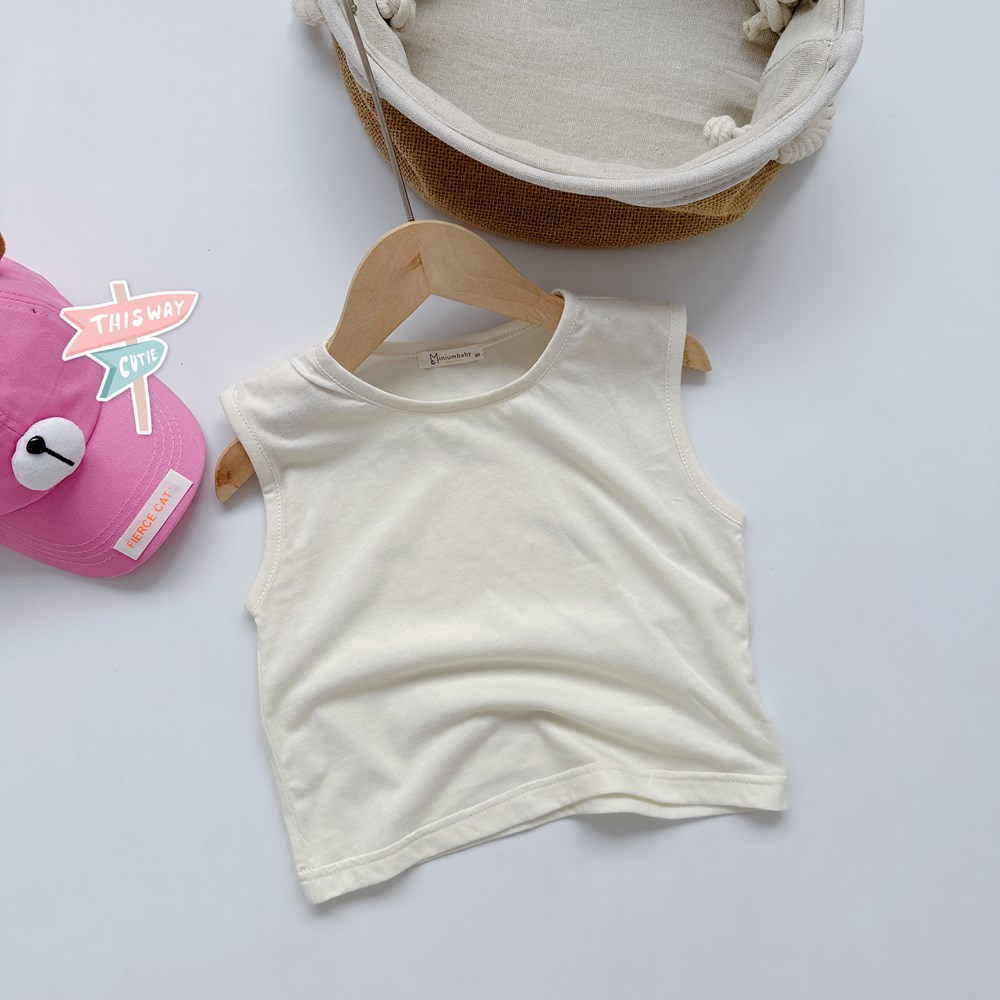 Áo ba lỗ trơn bé trai, chất liệu 100% cotton, bebukidsstore A1526