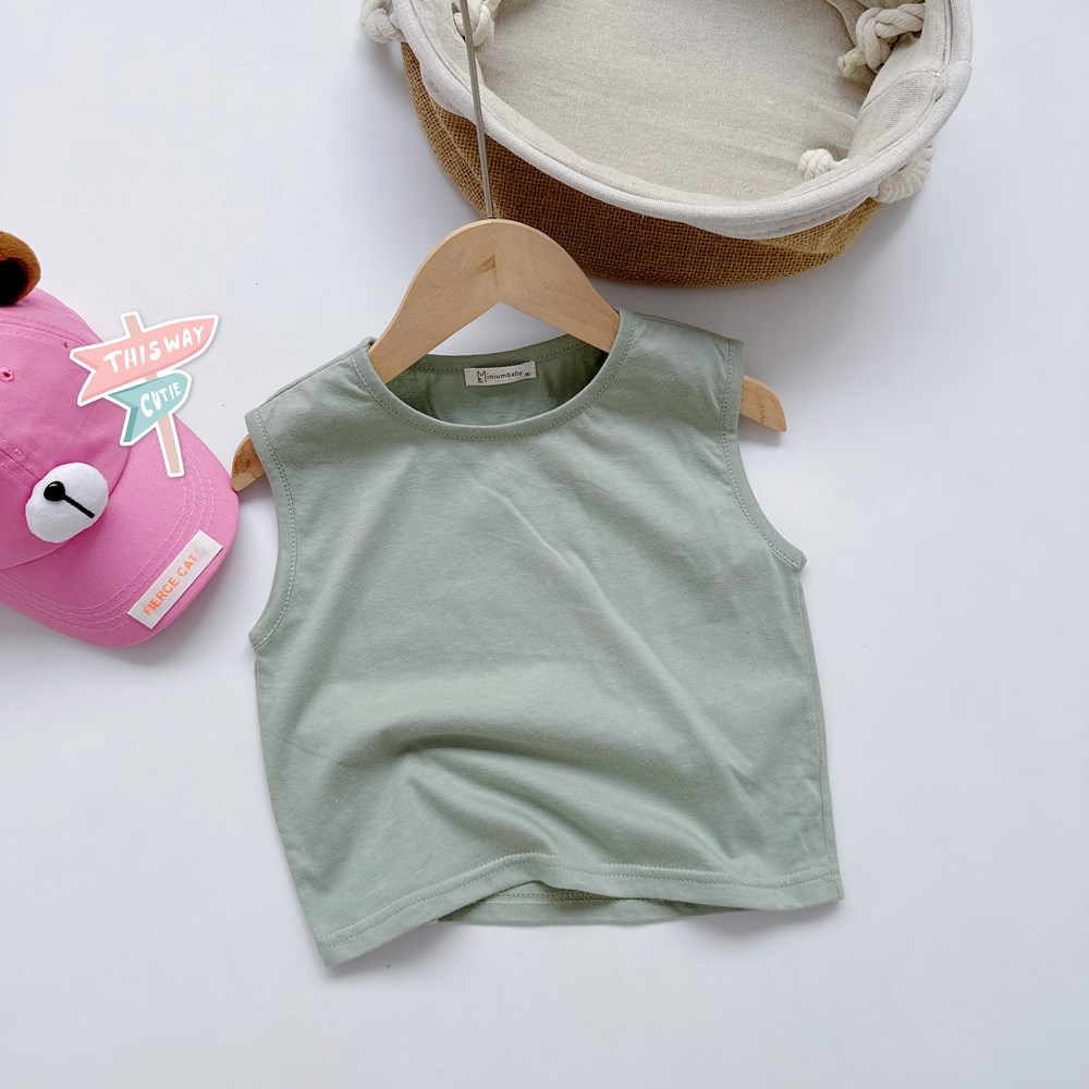 Áo ba lỗ trơn bé trai, chất liệu 100% cotton, bebukidsstore A1526