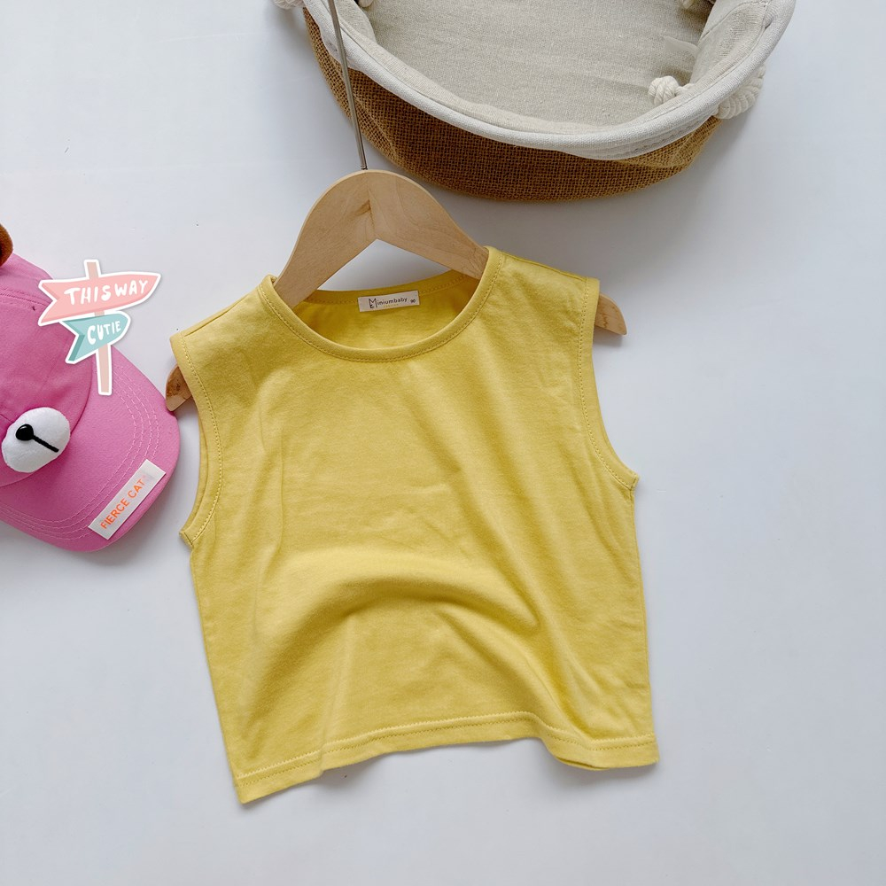 Áo ba lỗ trơn bé trai, chất liệu 100% cotton, bebukidsstore A1526
