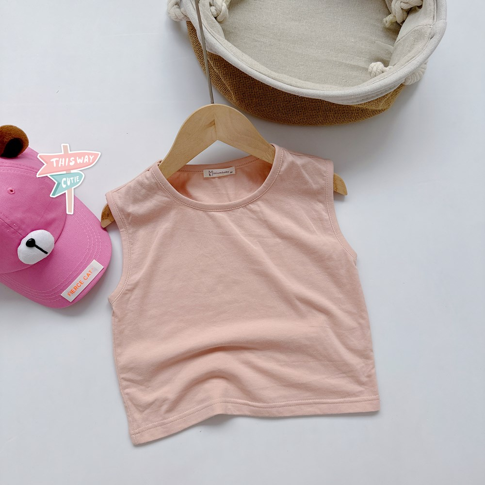 Áo ba lỗ trơn bé trai, chất liệu 100% cotton, bebukidsstore A1526